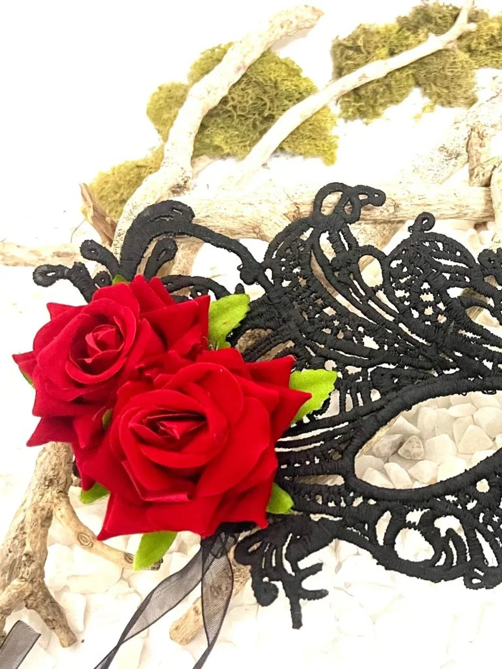 Black lace Rose mask for Women with ribbons. NEW ITEM.